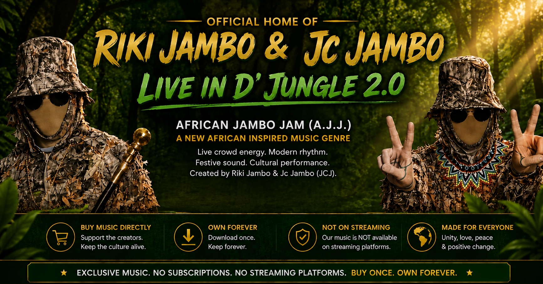 Riki Jambo & Jc Jambo African Jambo Jam Live in D’ Jungle 2.0 website header