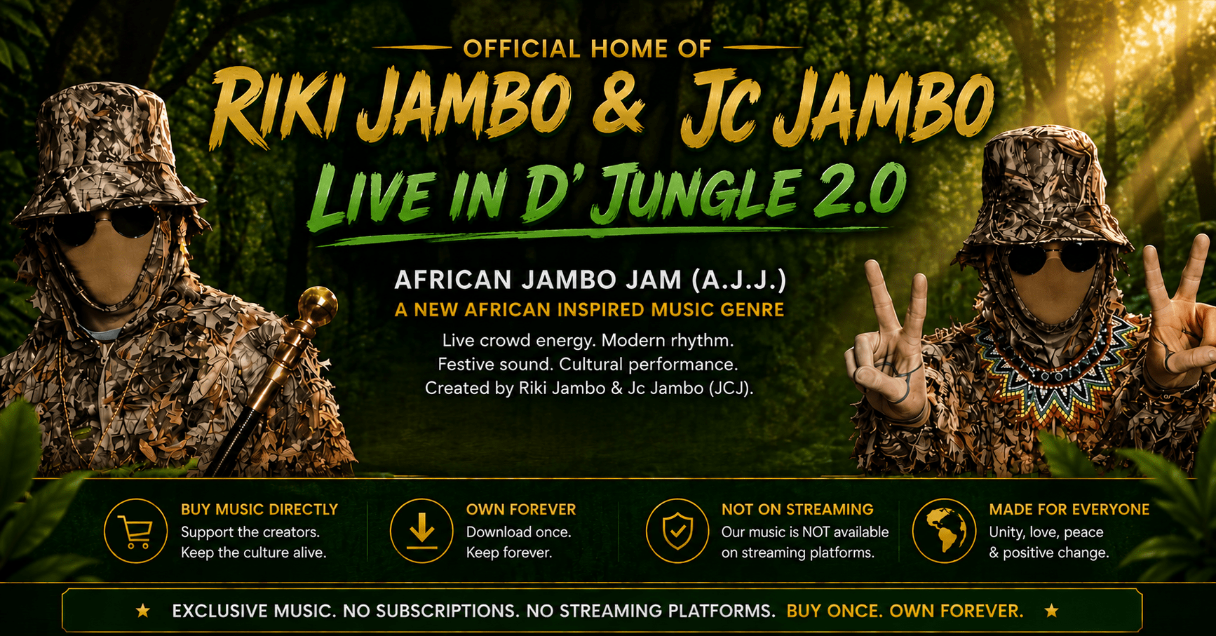 Riki Jambo & Jc Jambo African Jambo Jam Live in D’ Jungle 2.0 website header
