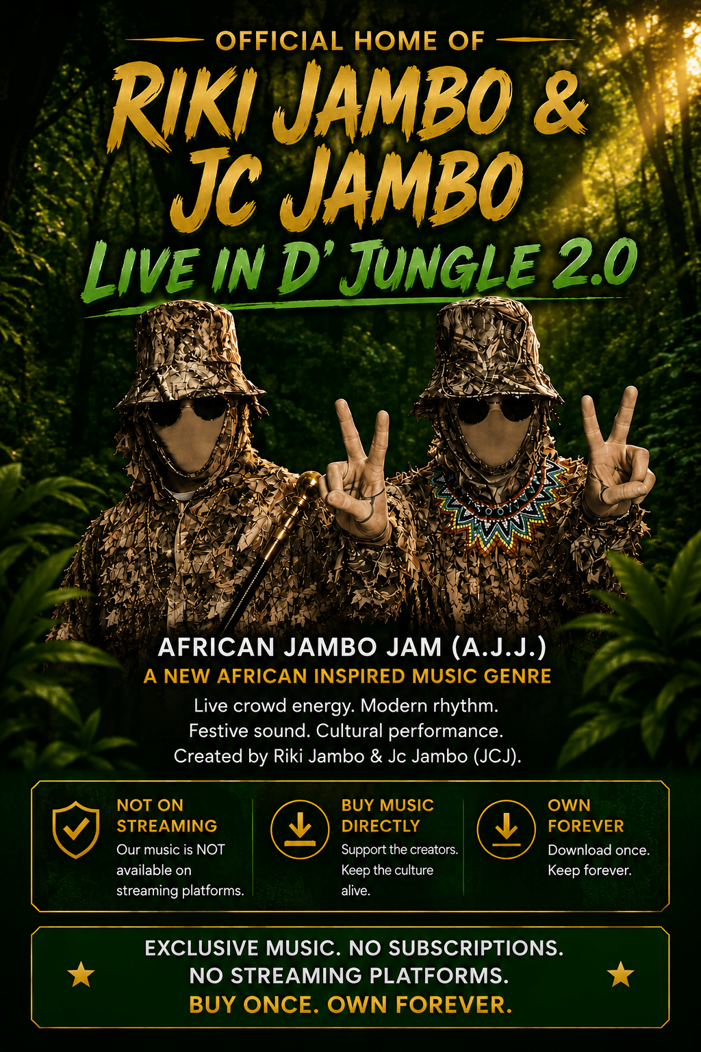 Riki Jambo & Jc Jambo African Jambo Jam Live in D’ Jungle 2.0 website header