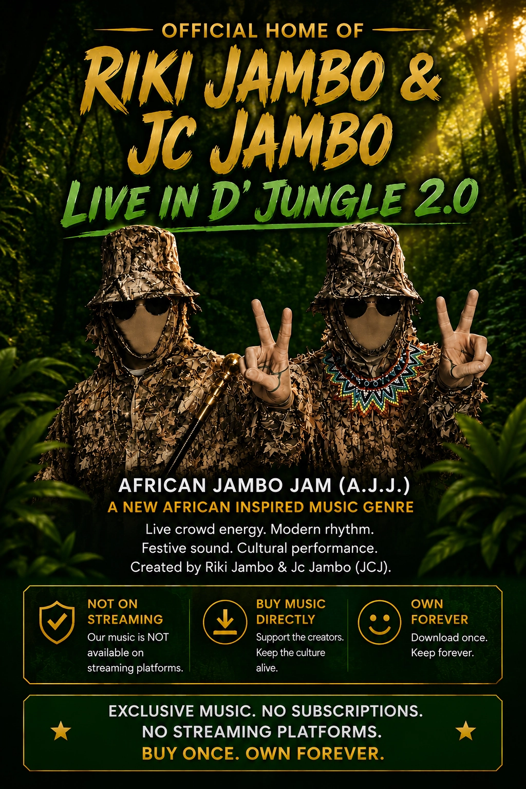 Riki Jambo & Jc Jambo African Jambo Jam Live in D’ Jungle 2.0 website header